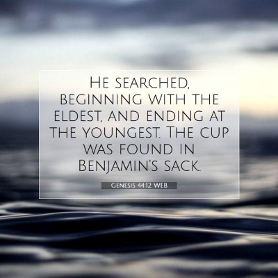Picture 07 - Genesis 44:12 WEB - He searched, beginning with the eldest, and - Bible Verse Picture