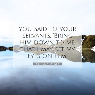 Picture 07 - Genesis 44:21 WEB - You said to your servants, 'Bring him down to me, - Bible Verse Picture