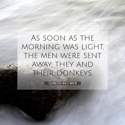 Picture 07 - Genesis 44:3 WEB - As soon as the morning was light, the men were - Bible Verse Picture