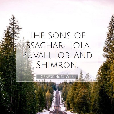 Picture 07 - Genesis 46:13 WEB - The sons of Issachar: Tola, Puvah, Iob, and - Bible Verse Picture