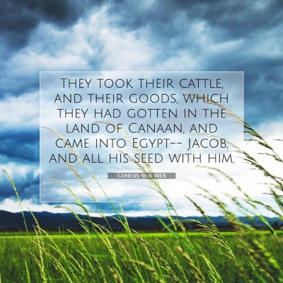 Picture 07 - Genesis 46:6 WEB - They took their cattle, and their goods, which - Bible Verse Picture