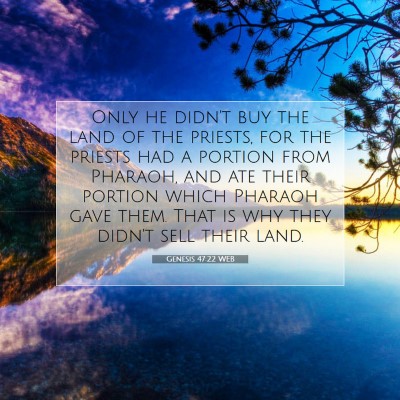 Picture 07 - Genesis 47:22 WEB - Only he didn't buy the land of the priests, for - Bible Verse Picture