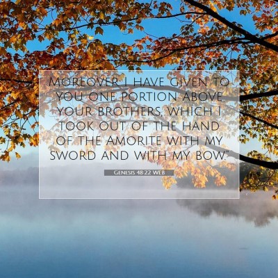 Picture 07 - Genesis 48:22 WEB - Moreover I have given to you one portion above - Bible Verse Picture