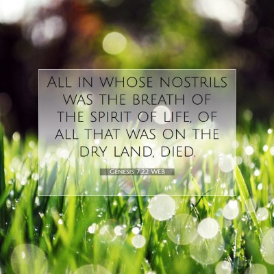 Picture 07 - Genesis 7:22 WEB - All in whose nostrils was the breath of the - Bible Verse Picture