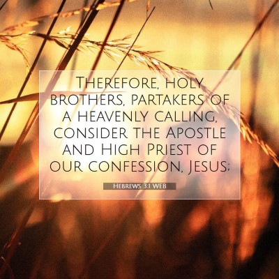 Picture 07 - Hebrews 3:1 WEB - Therefore, holy brothers, partakers of a heavenly - Bible Verse Picture