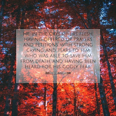 Picture 07 - Hebrews 5:7 WEB - He, in the days of his flesh, having offered up - Bible Verse Picture