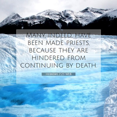 Picture 07 - Hebrews 7:23 WEB - Many, indeed, have been made priests, because - Bible Verse Picture