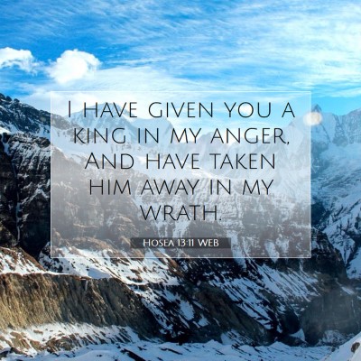 Picture 07 - Hosea 13:11 WEB - I have given you a king in my anger, And have - Bible Verse Picture
