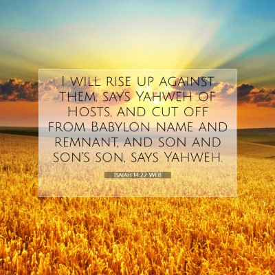 Picture 07 - Isaiah 14:22 WEB - I will rise up against them, says Yahweh of - Bible Verse Picture