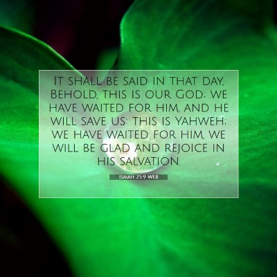Picture 07 - Isaiah 25:9 WEB - It shall be said in that day, Behold, this is our - Bible Verse Picture