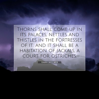 Picture 07 - Isaiah 34:13 WEB - Thorns shall come up in its palaces, nettles and - Bible Verse Picture