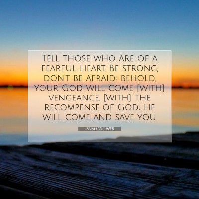 Picture 07 - Isaiah 35:4 WEB - Tell those who are of a fearful heart, Be strong, - Bible Verse Picture