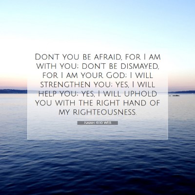 Picture 07 - Isaiah 41:10 WEB - Don't you be afraid, for I am with you; don't be - Bible Verse Picture
