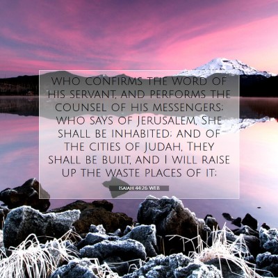 Picture 07 - Isaiah 44:26 WEB - who confirms the word of his servant, and - Bible Verse Picture