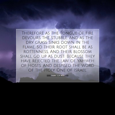 Picture 07 - Isaiah 5:24 WEB - Therefore as the tongue of fire devours the - Bible Verse Picture
