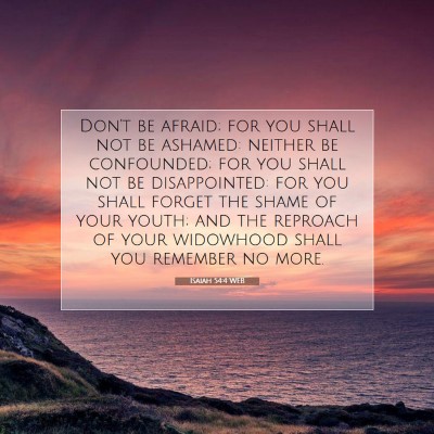 Picture 07 - Isaiah 54:4 WEB - Don't be afraid; for you shall not be ashamed: - Bible Verse Picture