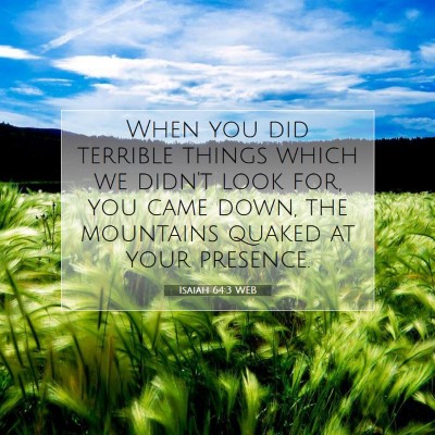 Picture 07 - Isaiah 64:3 WEB - When you did terrible things which we didn't look - Bible Verse Picture