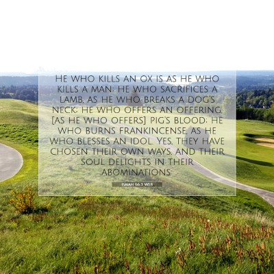 Picture 07 - Isaiah 66:3 WEB - He who kills an ox is as he who kills a man; he - Bible Verse Picture