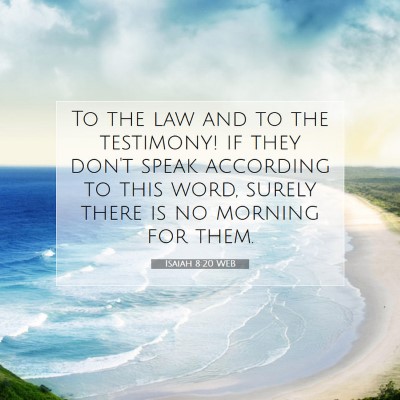 Picture 07 - Isaiah 8:20 WEB - To the law and to the testimony! if they don't - Bible Verse Picture