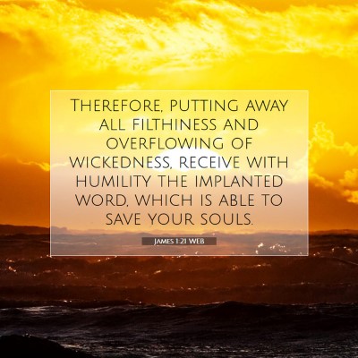 Picture 07 - James 1:21 WEB - Therefore, putting away all filthiness and - Bible Verse Picture