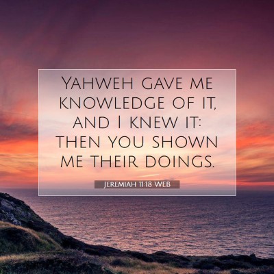 Picture 07 - Jeremiah 11:18 WEB - Yahweh gave me knowledge of it, and I knew it: - Bible Verse Picture