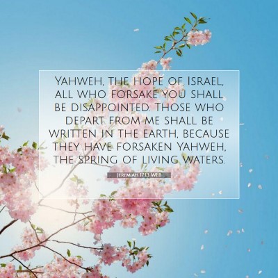 Picture 07 - Jeremiah 17:13 WEB - Yahweh, the hope of Israel, all who forsake you - Bible Verse Picture