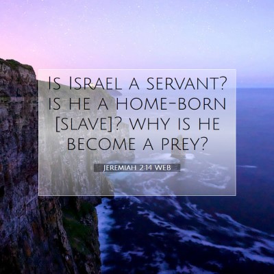 Picture 07 - Jeremiah 2:14 WEB - Is Israel a servant? is he a home-born [slave]? - Bible Verse Picture
