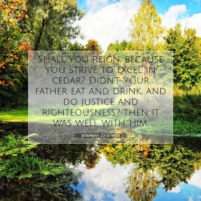 Picture 07 - Jeremiah 22:15 WEB - Shall you reign, because you strive to excel in - Bible Verse Picture