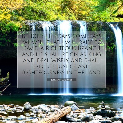 Picture 07 - Jeremiah 23:5 WEB - Behold, the days come, says Yahweh, that I will - Bible Verse Picture