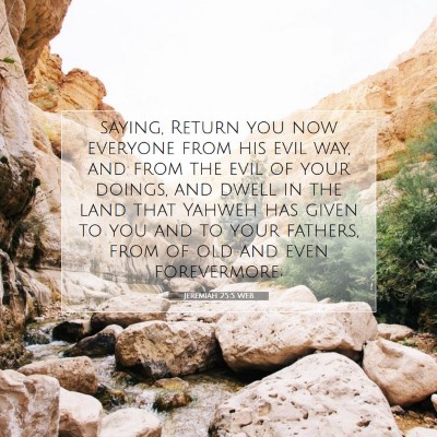 Picture 07 - Jeremiah 25:5 WEB - saying, Return you now everyone from his evil - Bible Verse Picture