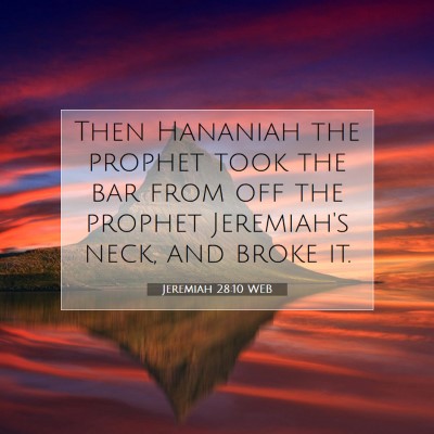 Picture 07 - Jeremiah 28:10 WEB - Then Hananiah the prophet took the bar from off - Bible Verse Picture