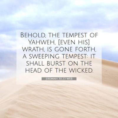Picture 07 - Jeremiah 30:23 WEB - Behold, the tempest of Yahweh, [even his] wrath, - Bible Verse Picture