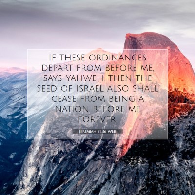 Picture 07 - Jeremiah 31:36 WEB - If these ordinances depart from before me, says - Bible Verse Picture