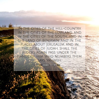 Picture 07 - Jeremiah 33:13 WEB - In the cities of the hill-country, in the cities - Bible Verse Picture