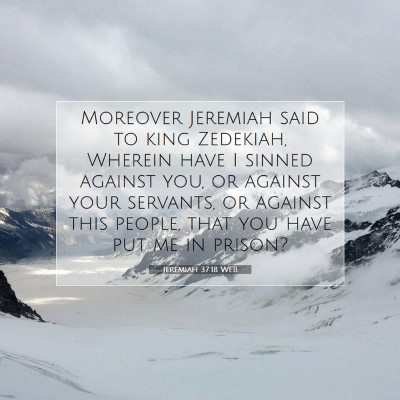 Picture 07 - Jeremiah 37:18 WEB - Moreover Jeremiah said to king Zedekiah, Wherein - Bible Verse Picture