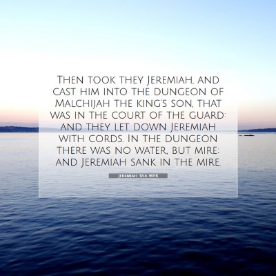 Picture 07 - Jeremiah 38:6 WEB - Then took they Jeremiah, and cast him into the - Bible Verse Picture