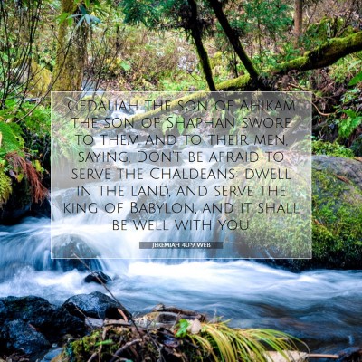 Picture 07 - Jeremiah 40:9 WEB - Gedaliah the son of Ahikam the son of Shaphan - Bible Verse Picture