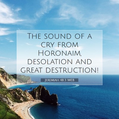 Picture 07 - Jeremiah 48:3 WEB - The sound of a cry from Horonaim, desolation and - Bible Verse Picture