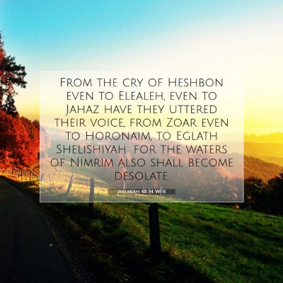 Picture 07 - Jeremiah 48:34 WEB - From the cry of Heshbon even to Elealeh, even to - Bible Verse Picture