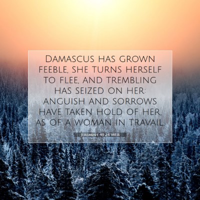Picture 07 - Jeremiah 49:24 WEB - Damascus has grown feeble, she turns herself to - Bible Verse Picture