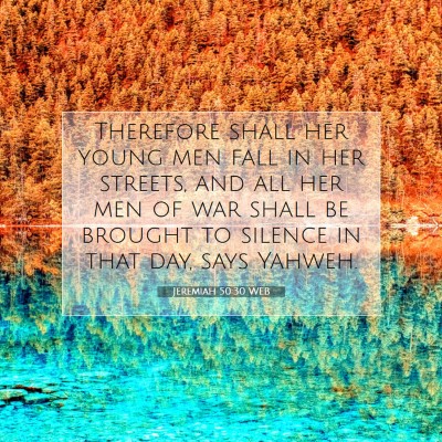 Picture 07 - Jeremiah 50:30 WEB - Therefore shall her young men fall in her - Bible Verse Picture