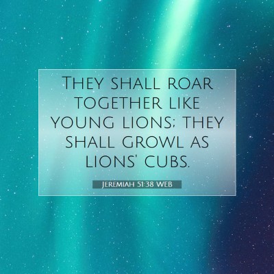 Picture 07 - Jeremiah 51:38 WEB - They shall roar together like young lions; they - Bible Verse Picture