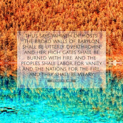 Picture 07 - Jeremiah 51:58 WEB - Thus says Yahweh of hosts: The broad walls of - Bible Verse Picture