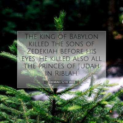 Picture 07 - Jeremiah 52:10 WEB - The king of Babylon killed the sons of Zedekiah - Bible Verse Picture