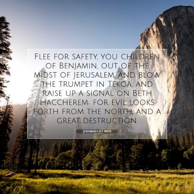 Picture 07 - Jeremiah 6:1 WEB - Flee for safety, you children of Benjamin, out of - Bible Verse Picture