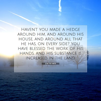 Picture 07 - Job 1:10 WEB - Haven't you made a hedge around him, and around - Bible Verse Picture