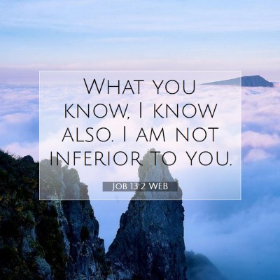 Picture 07 - Job 13:2 WEB - What you know, I know also. I am not inferior to - Bible Verse Picture