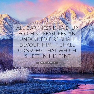 Picture 07 - Job 20:26 WEB - All darkness is laid up for his treasures. An - Bible Verse Picture