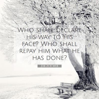 Picture 07 - Job 21:31 WEB - Who shall declare his way to his face? Who shall - Bible Verse Picture