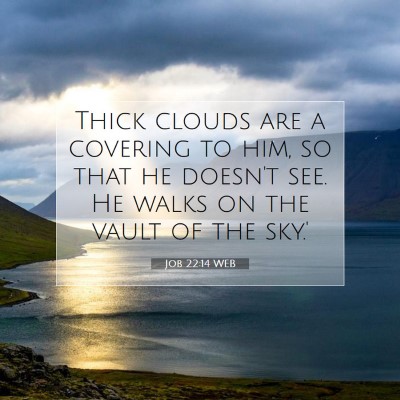 Picture 07 - Job 22:14 WEB - Thick clouds are a covering to him, so that he - Bible Verse Picture